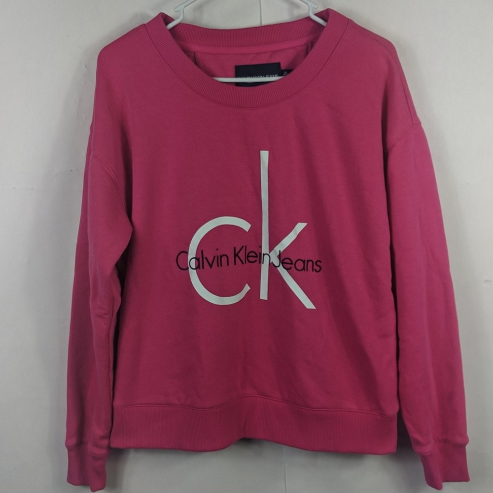 Calvin klein jeans graphic sweatshirt pink womens